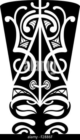 Maori mask is isolated on white Stock Vector