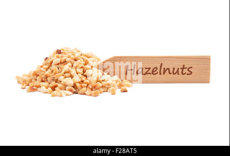 Minced hazelnuts at plate Stock Photo