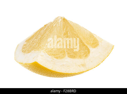 Pomelo citrus fruit slice closeup isolated on white Stock Photo