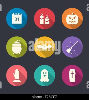 Party Flat Icons with Halloween Stock Vector