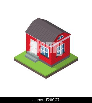 Isometric house building on white illustration Stock Vector Image & Art ...