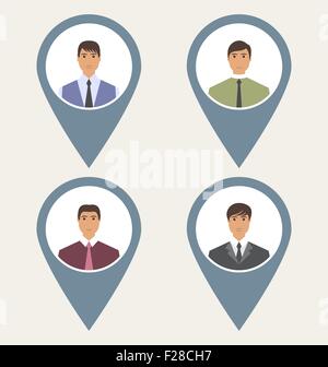 Tag set front label portrait users social network Stock Vector