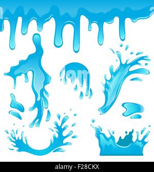 Realistic blue water wave splash with bubbles underwater view vector ...