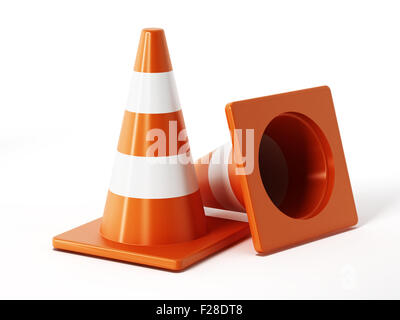 Traffic cones isolated on white background Stock Photo