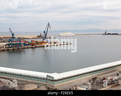 View over port with cranes, Melilla autonomous city state Spanish territory in north Africa, Spain Stock Photo