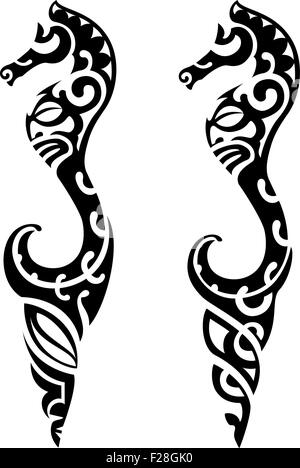 tribal seahorse aqua tattoo - Clip Art Library
