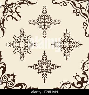 Vintage corner set is on beige Stock Vector