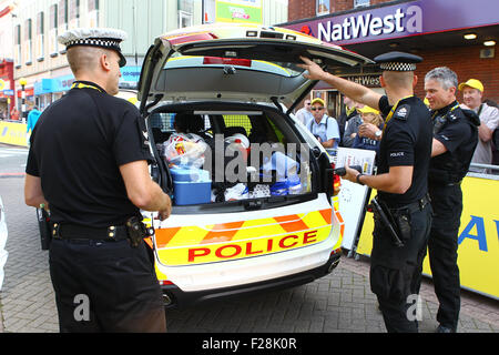 11.09.2015. Stoke, England. Tour Of Britain Stage Six. Stoke on Trent to Nottingham. Police support Car Stock Photo