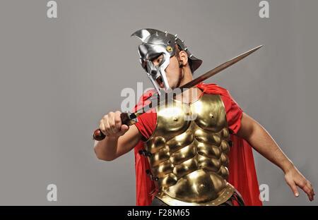 Legionary soldier ready for a fight Stock Photo