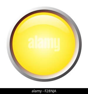 Yellow isolated vector, glossy web button. Beautiful internet button.Empty on white background. Stock Photo