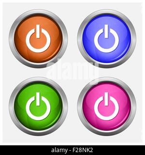 Set of isolated turn on, off glossy vector web buttons. Beautiful internet buttons. Stock Photo