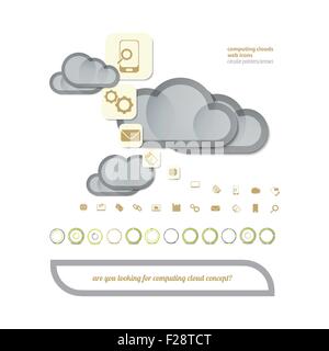 cloud computing technology concept with set of abstract circular pointers and web icons. vector graphic design Stock Vector