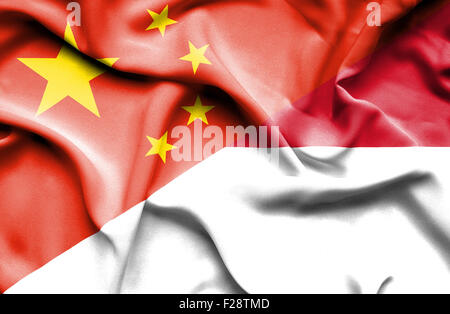 Waving flag of Indonesia and Stock Photo