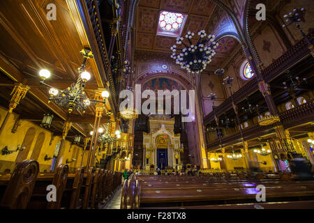 BUDAPEST, HUNGARY - AUGUST 18TH 2015: A view inside the magnificent Dohany Street Synagogue in Budapest, on 18th August 2015. Stock Photo