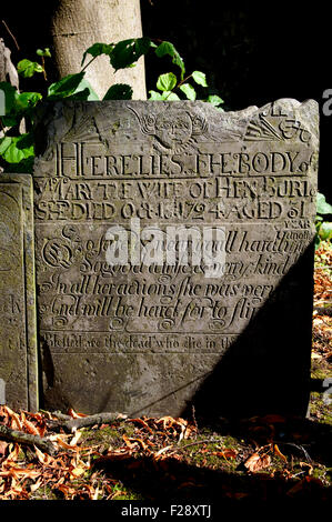 Old gravestone in St. John the Baptist churchyard, Whitwick, Leicestershire, England, UK Stock Photo