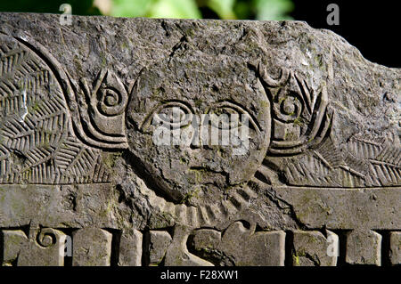 Old gravestone detail, St. John the Baptist churchyard, Whitwick, Leicestershire, England, UK Stock Photo