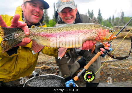 Alaska's Aniak River and its braids offer great fly fishing for rainbow trout in remote, beautiful waters. Stock Photo