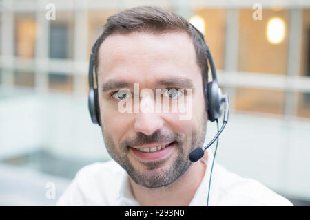 businessman using a headset Stock Photo
