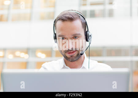 businessman using a headset Stock Photo
