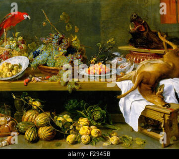 Frans Snyders or Frans Snijders - Still Life With Fruit, Vegetables And Dead Game Stock Photo