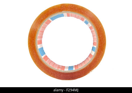 Side view of a roll of adhesive tape isolated on white background Stock Photo
