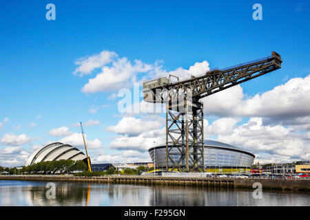 Anderston Crane, the Armadillo concerthall and Scottish Exhibition and Conference Centre, SECC, and the Hydro concert hall on th Stock Photo