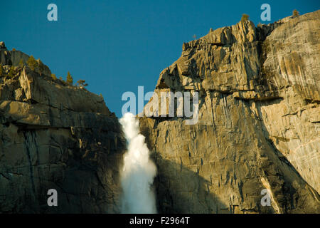 Water falling from rocks in a valley, Yosemite Falls, Yosemite Valley, Yosemite National Park, California, USA Stock Photo