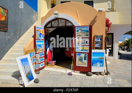 A Tourist gift Shop in the village of Oia Santorini Greece Stock Photo