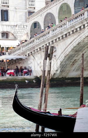 Gondola near Rialto bridge in Venice Stock Photo