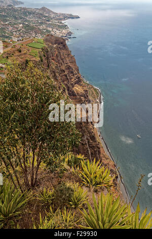A view from Cabo Girão, Madeira, reputedly (and debatably) Europe's second highest sea cliff 580 metres above sea level Stock Photo