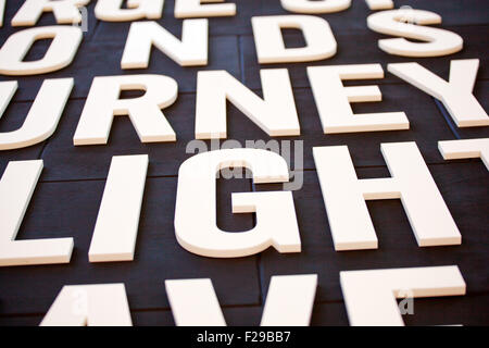 White letters on a black backgrounds Stock Photo - Alamy