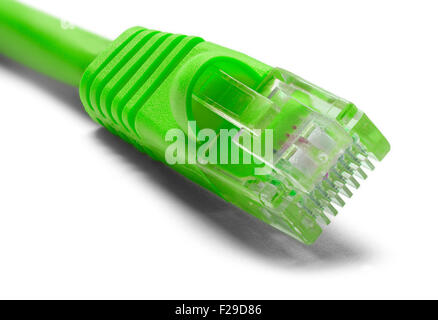 Green Computer Network Cable Isolated on a White Background. Stock Photo