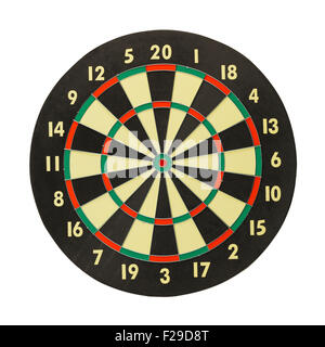 Front View of Dartboard Isolated on White Background. Stock Photo