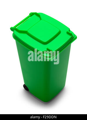 Rolling Trash Can with Copy Space Isolated on White Background. Stock Photo