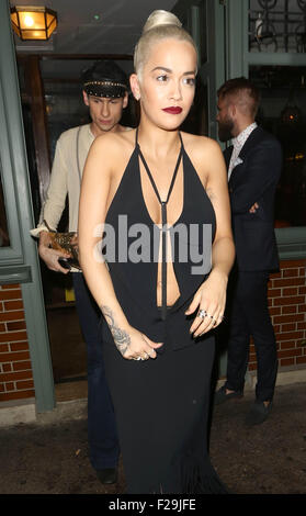 Sony Music Productions Summer Party at the Ivy restaurant in Chelsea  Featuring: Rita Ora Where: London, United Kingdom When: 14 Jul 2015 Stock Photo