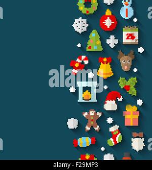 Christmas Flat Icons with Long Shadows Stock Vector