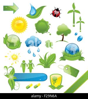Eco green icons tree , Ecology and nature green icons set vector Stock ...