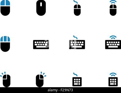Keyboard and mouse duotone icons on white background. Stock Vector