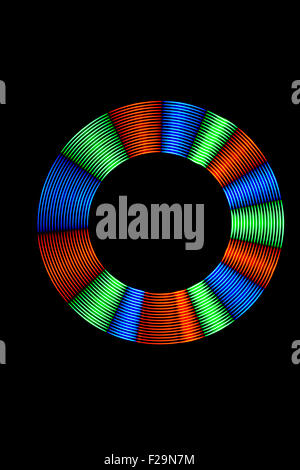 Light Painting Multicolor Light Ring Stock Photo