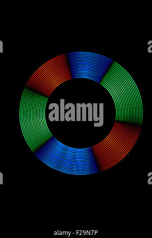 Light Painting Multicolor Light Ring Stock Photo