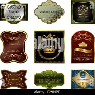 Vector Illustration of Labels with Golden Frames Stock Vector Image ...