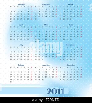 European calendar 2011 in style of techno Stock Vector