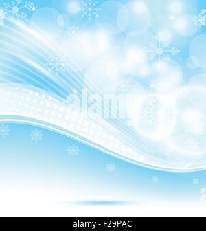Blue christmas background with wave and snowflakes, vector illustration ...