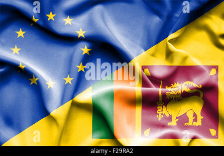 Waving flag of Sri Lanka and Stock Photo