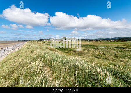 Morfa Conwy beach dunes on the North Wales Coast looking towards Deganwy Stock Photo