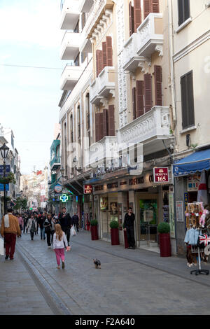 Shops in Main Street, Gibraltar, British terroritory in southern Europe Stock Photo