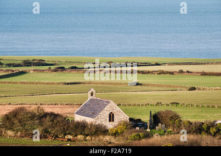 Penllech, on the Lleyn peninsula, Gwynedd, Wales, UK. The remote and now redundant St Mary's Church Stock Photo