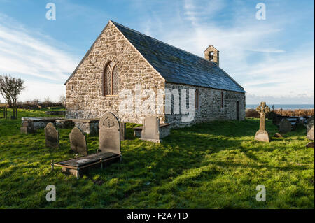 Penllech, on the Lleyn peninsula, Gwynedd, Wales, UK. The remote and now redundant St Mary's Church Stock Photo