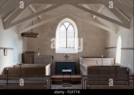 Penllech, on the Lleyn peninsula, Gwynedd, Wales, UK. The remote and now redundant St Mary's Church - interior Stock Photo