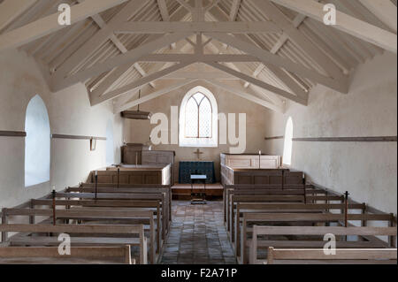 Penllech, on the Lleyn peninsula, Gwynedd, Wales, UK. The remote and now redundant St Mary's Church - interior Stock Photo